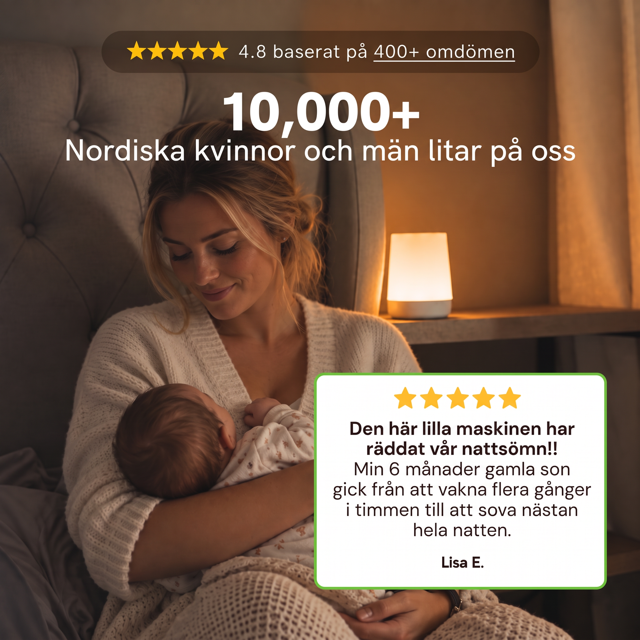 Ljusro Amningslampa med touch-dimning och vitt brus