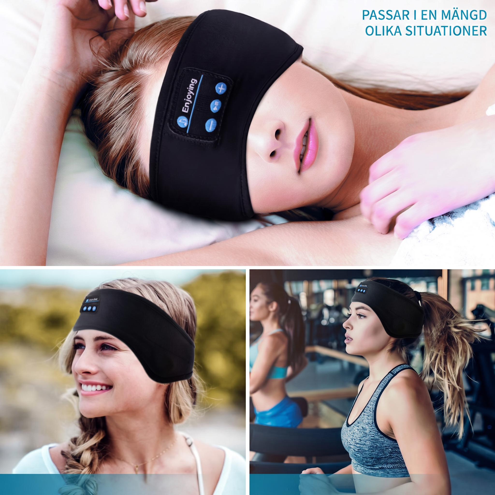 Ljusro™ Sömn-Pannband med Bluetooth – Svart – bild 4