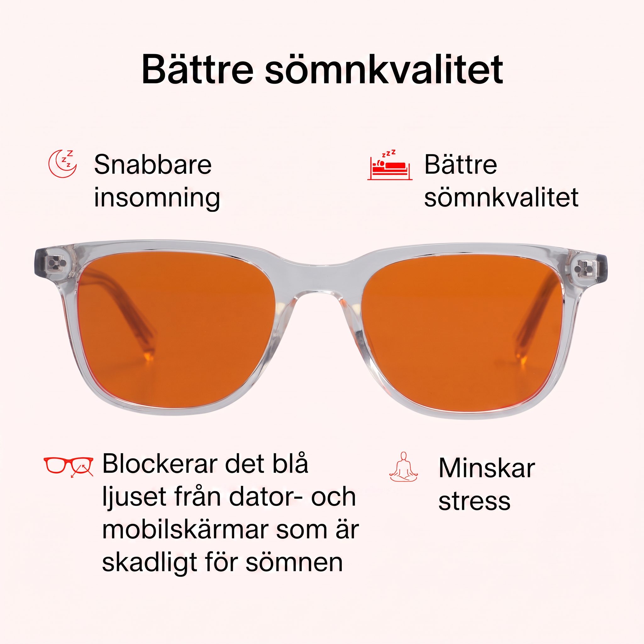 Ljusro™ Blåljusglasögon för bättre sömn – orange/kristall – bild 2