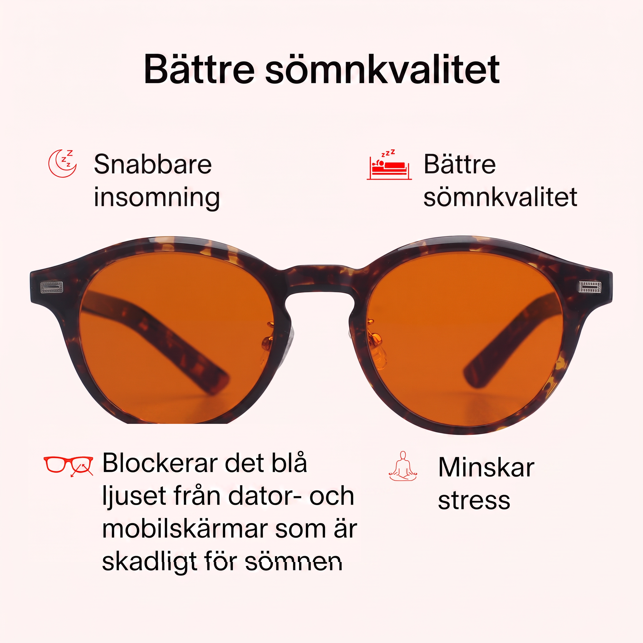 Ljusro™ Blåljusglasögon för bättre sömn – rund orange – bild 2